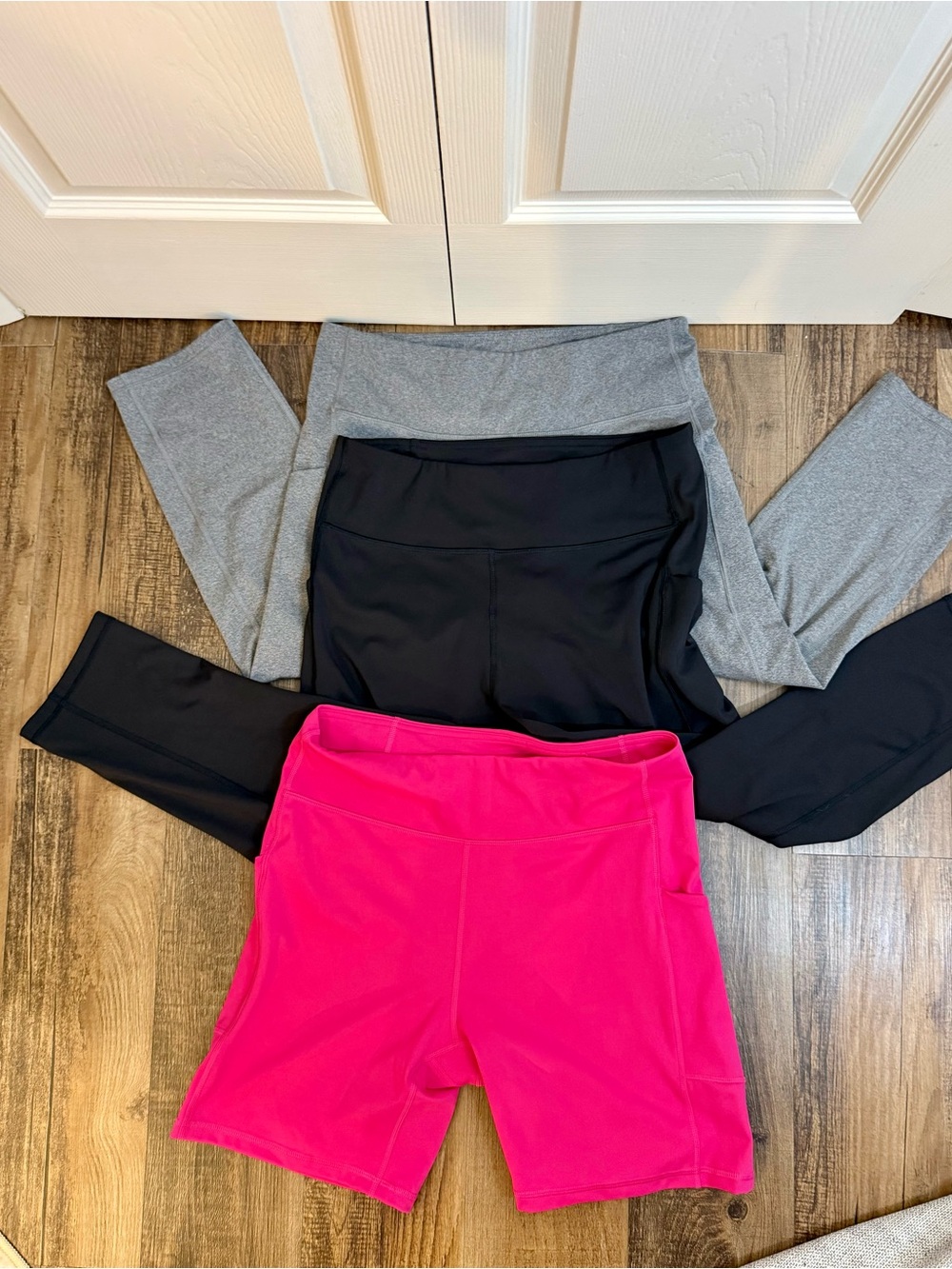 Tek gear High-Rise Performance Capris & Short Bundle- Hot Pink, Black, Gray